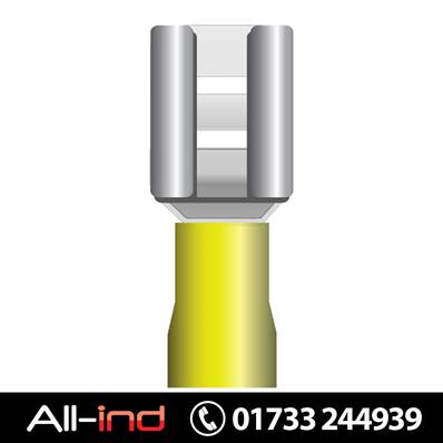 [100] FEMALE SPADE TERMINAL - YELL 6.3MM X 0.8MM