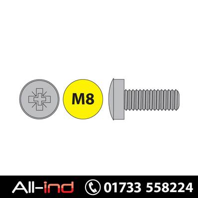 [100] M8X40MM MACHINE SCREW PAN HEAD POZI