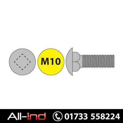 [100] M10X100MM COACH BOLT DIN603 BZP