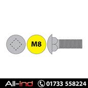 [100] M8X25MM COACH BOLT DIN603 BZP