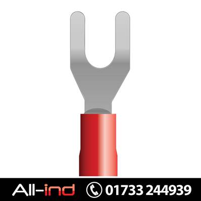 [100] FORK TERMINAL - RED 4MM NARROW