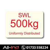 SWL 500KG SAFE WORKING LOAD DECAL