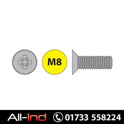 [100] M8X16MM MACHINE SCREW COUNTERSUNK POZI