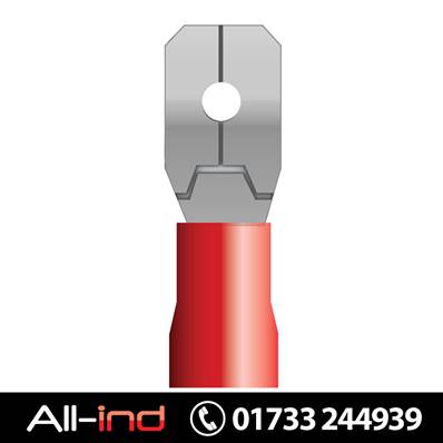[100] MALE SPADE TERMINAL - RED 4.8MM X 0.8MM