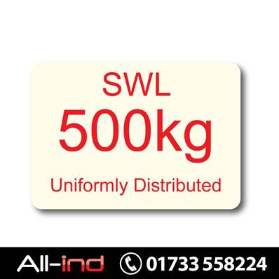 SWL SAFE WORKING LOAD STICKER - 500KG