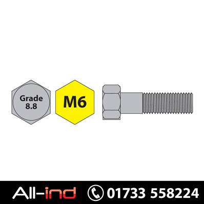 [100] M6X25MM BOLT HT GD 8.8 BZP DIN931