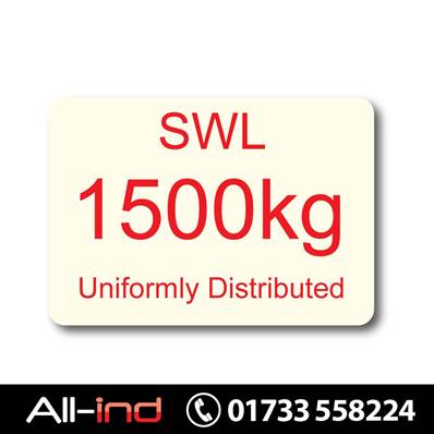 SWL 1500KG SAFE WORKING LOAD DECAL